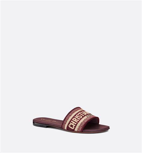 Dway Slide Burgundy Embroidered Cotton 